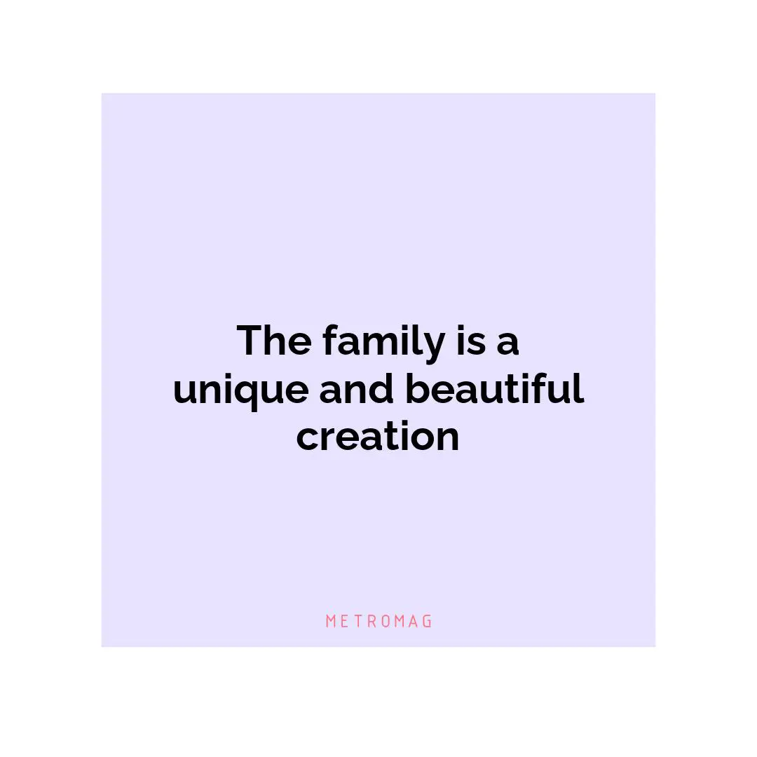 The family is a unique and beautiful creation