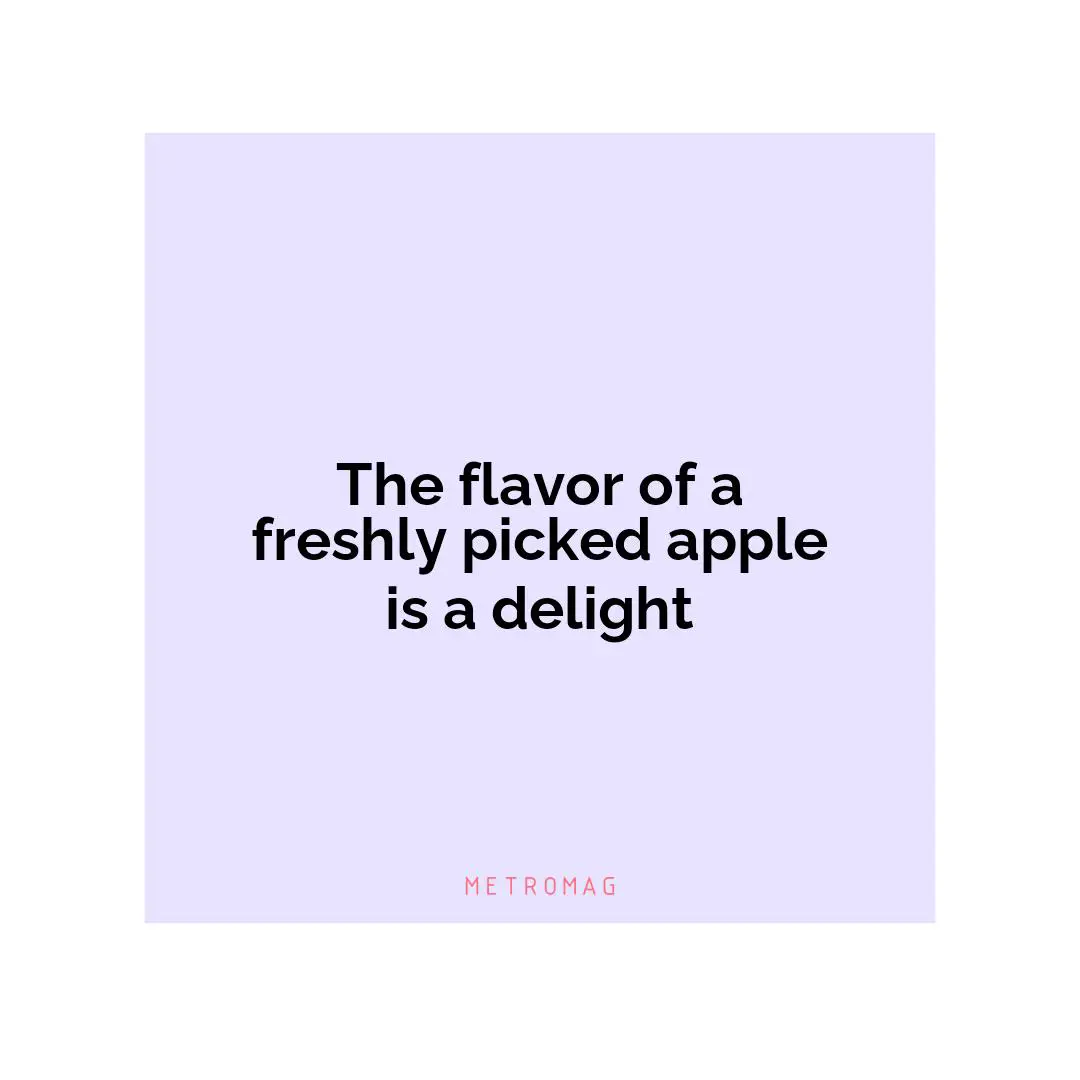 The flavor of a freshly picked apple is a delight