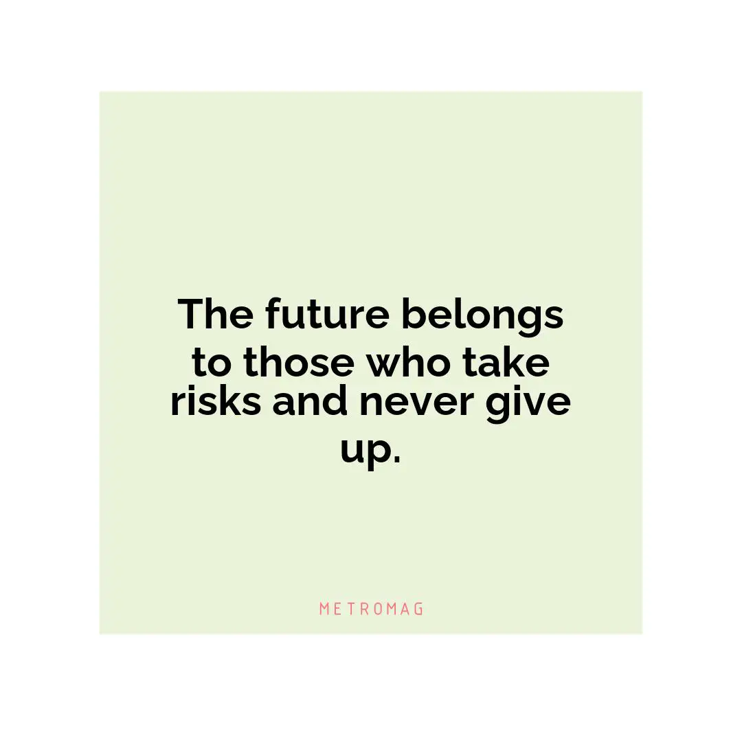 The future belongs to those who take risks and never give up.