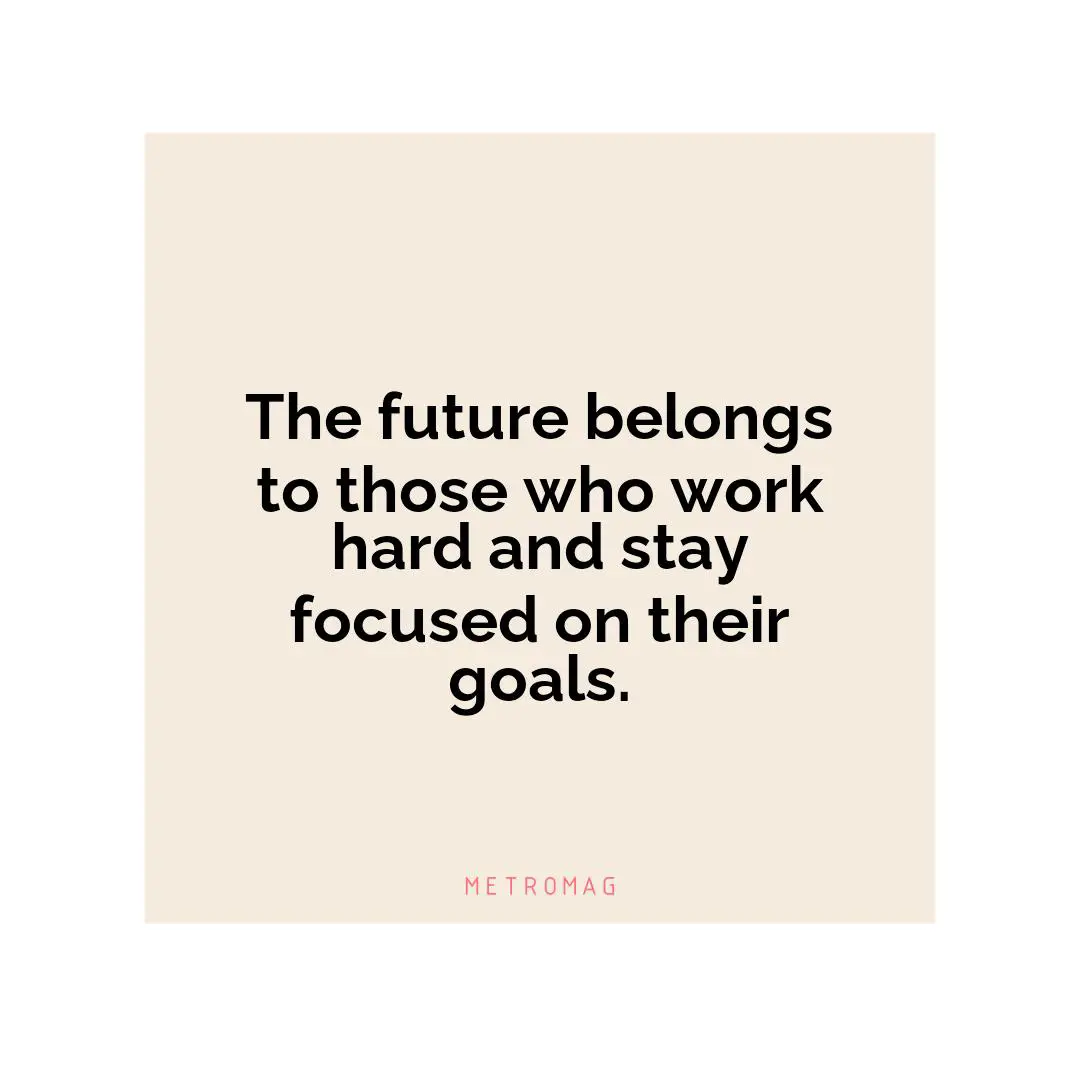 The future belongs to those who work hard and stay focused on their goals.