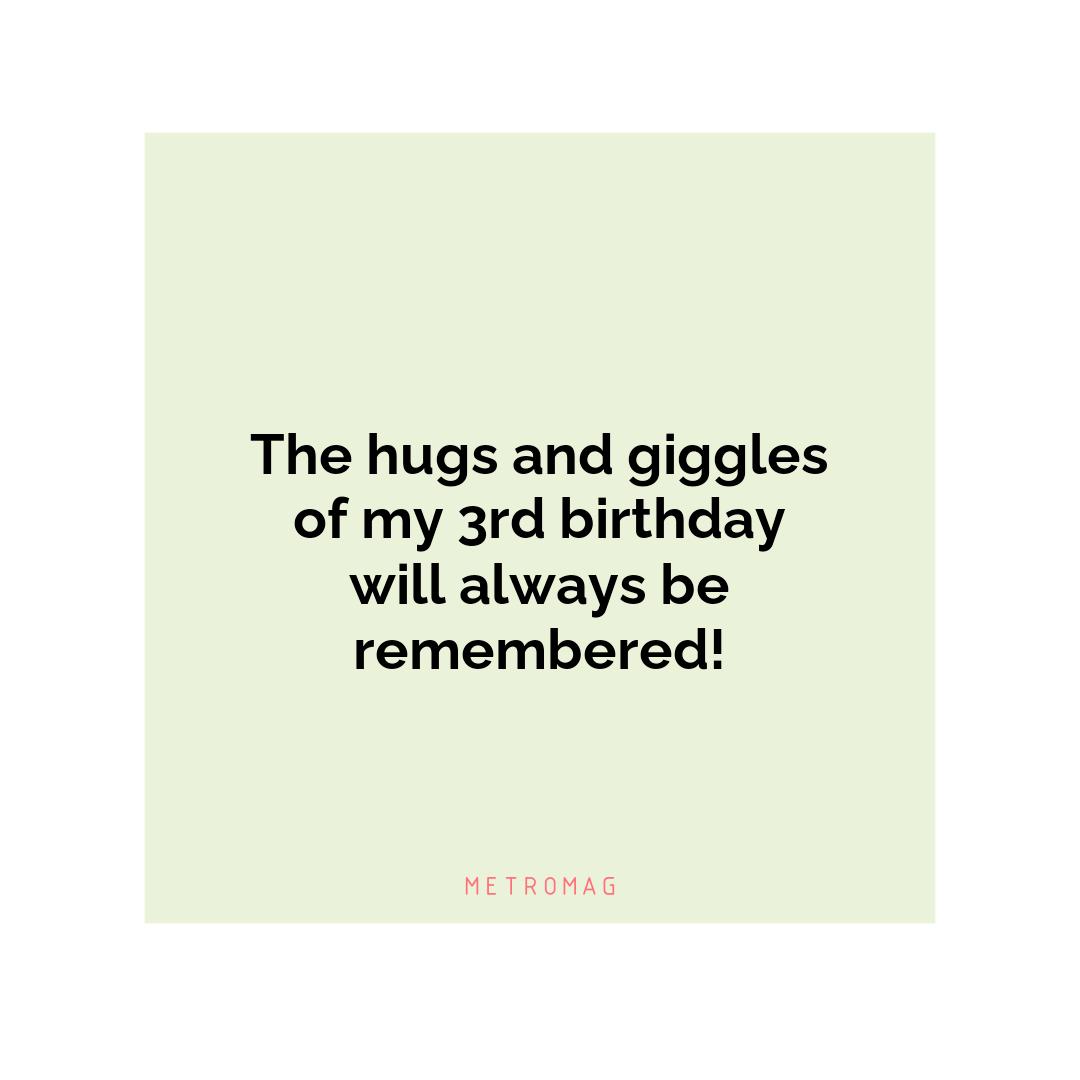 The hugs and giggles of my 3rd birthday will always be remembered!