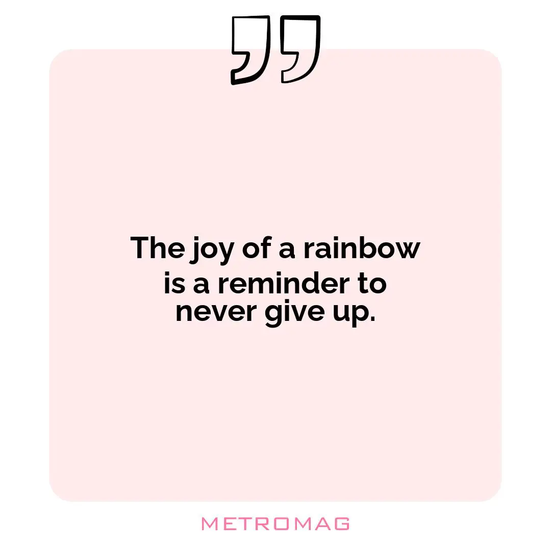 The joy of a rainbow is a reminder to never give up.