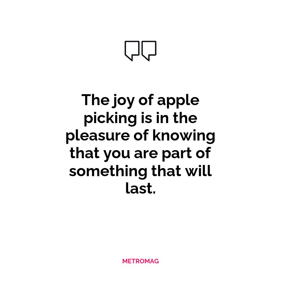 The joy of apple picking is in the pleasure of knowing that you are part of something that will last.