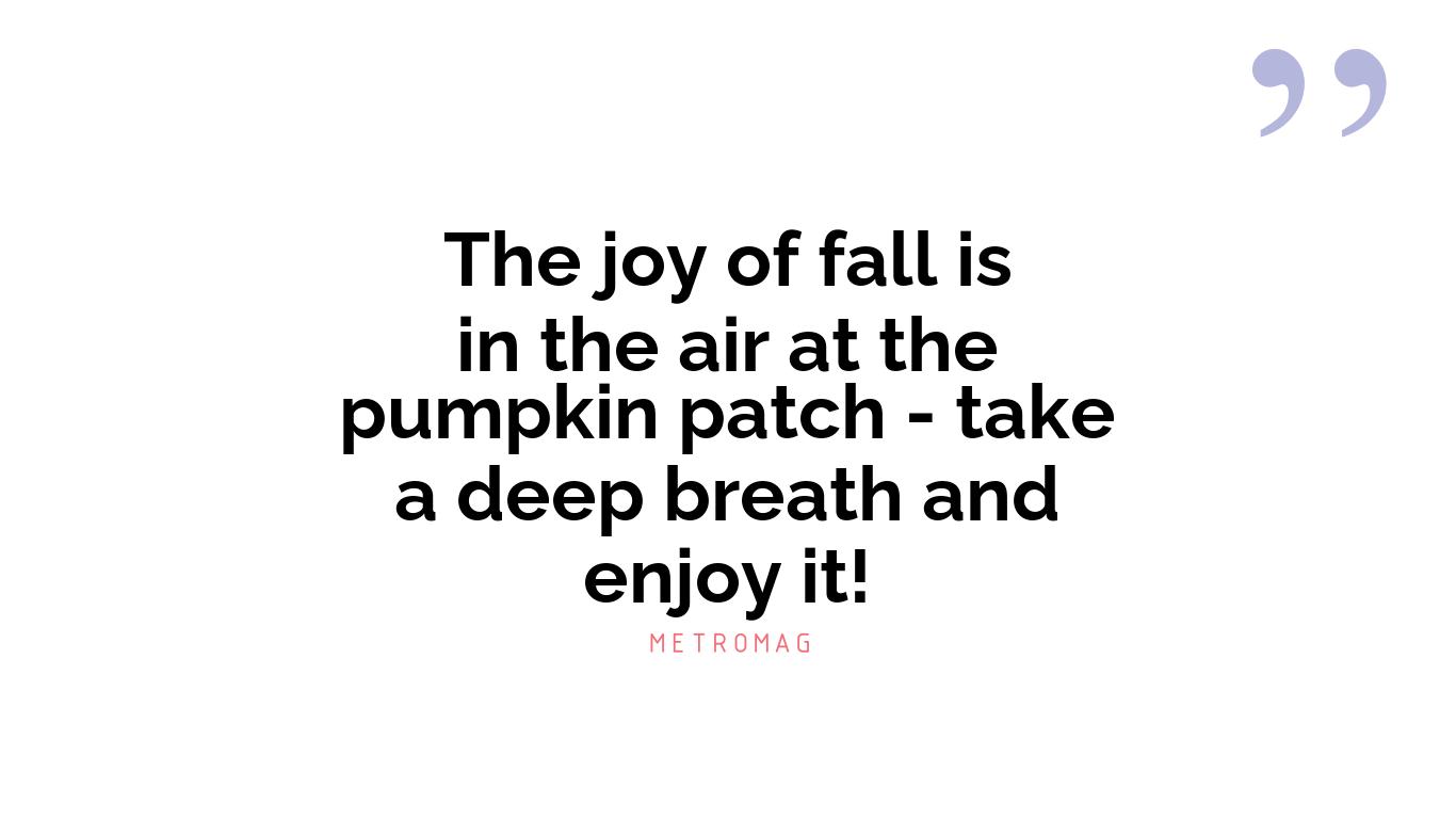 The joy of fall is in the air at the pumpkin patch - take a deep breath and enjoy it!