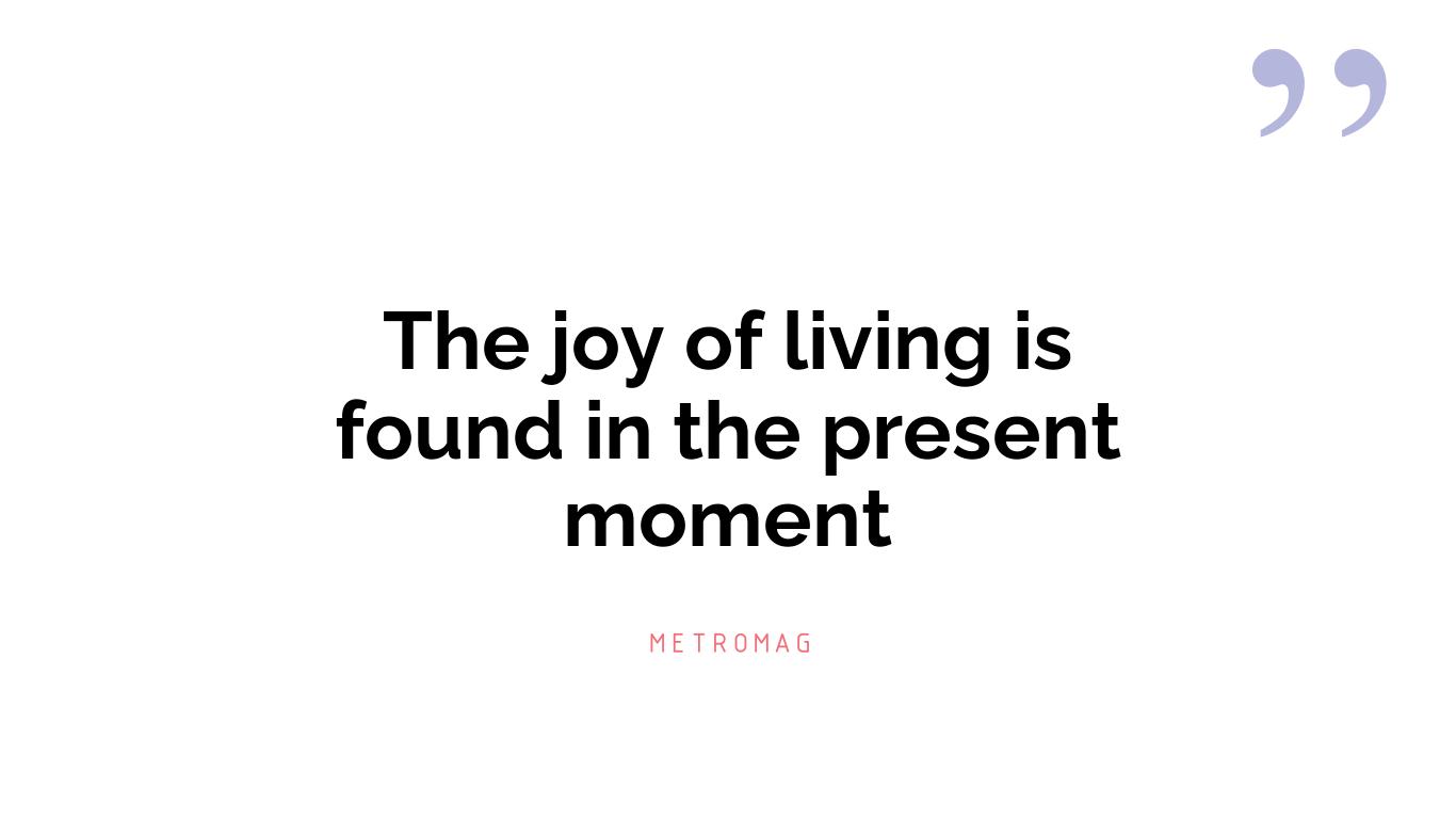 The joy of living is found in the present moment