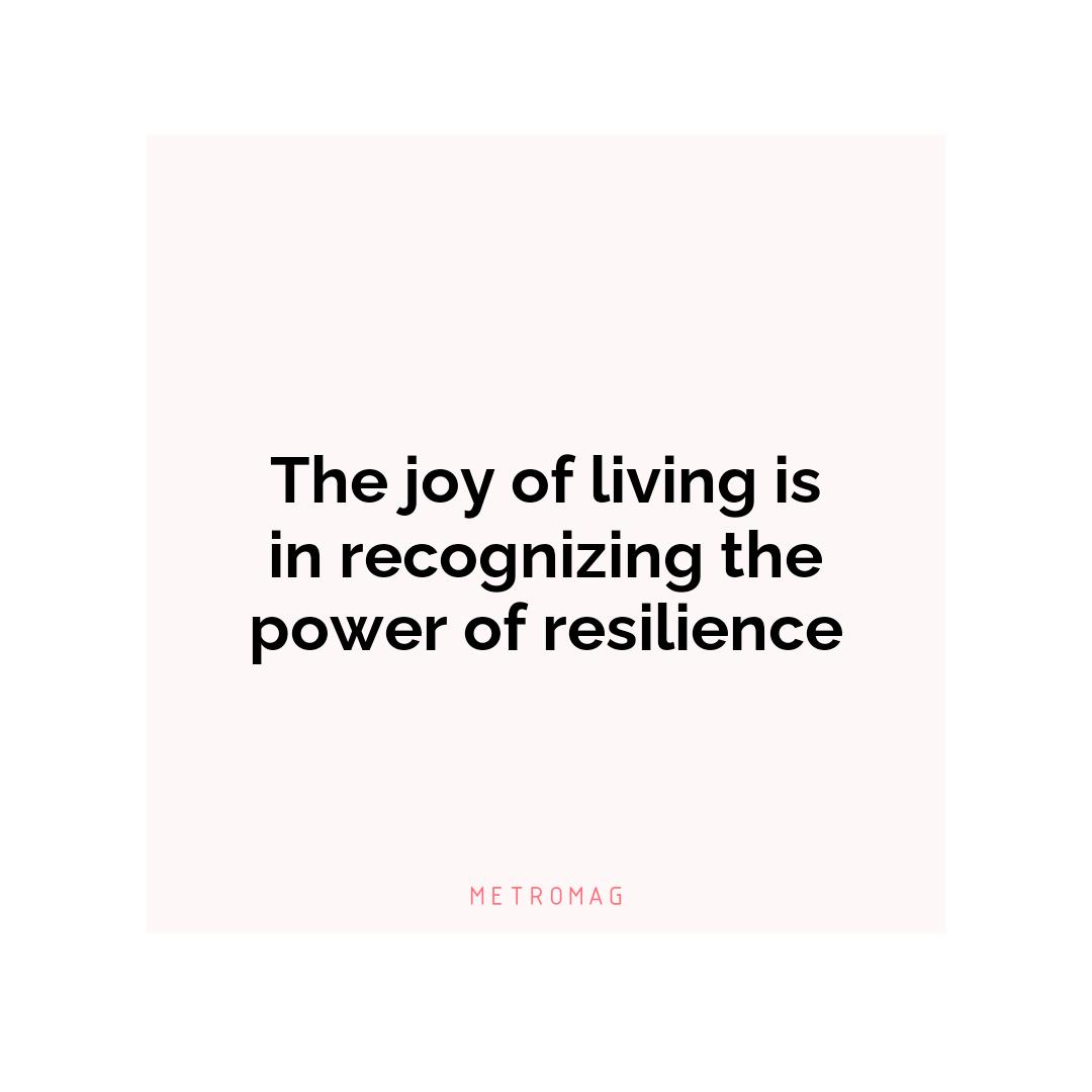 The joy of living is in recognizing the power of resilience