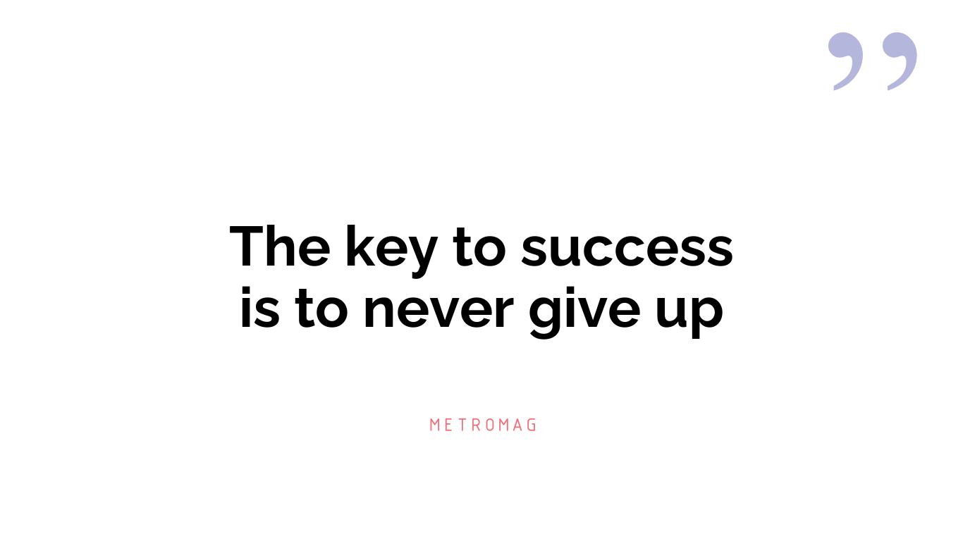 The key to success is to never give up