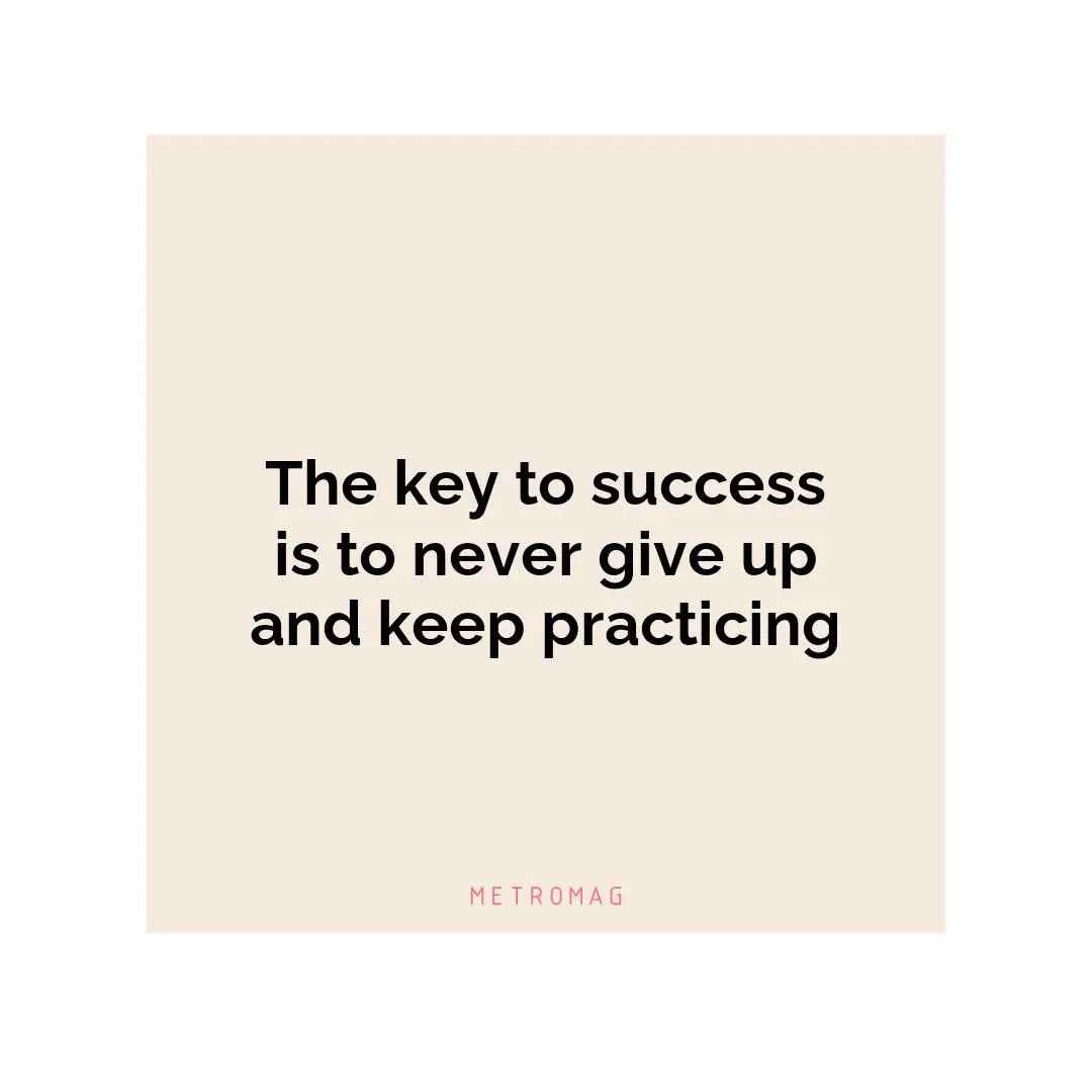 The key to success is to never give up and keep practicing