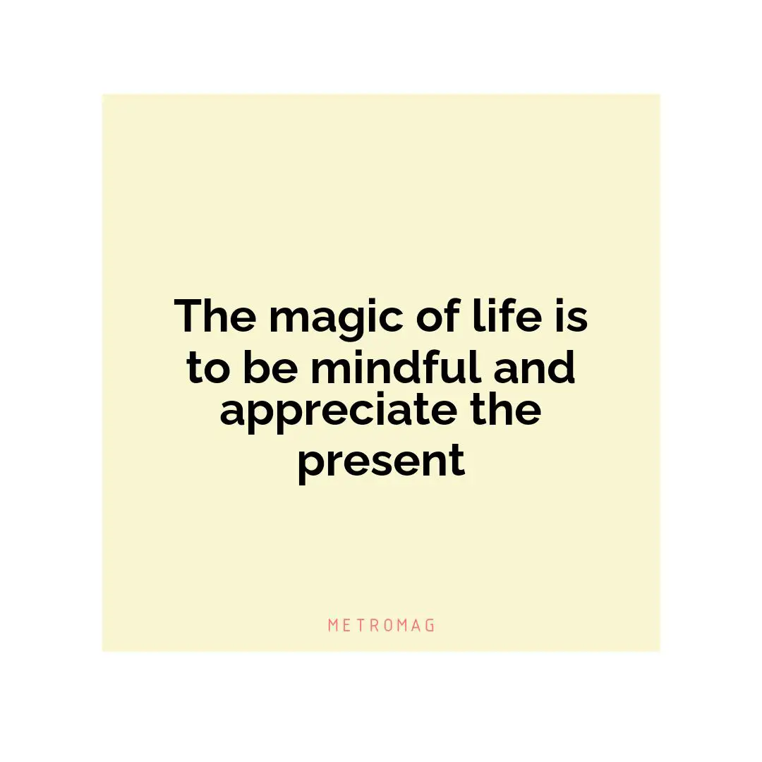 The magic of life is to be mindful and appreciate the present