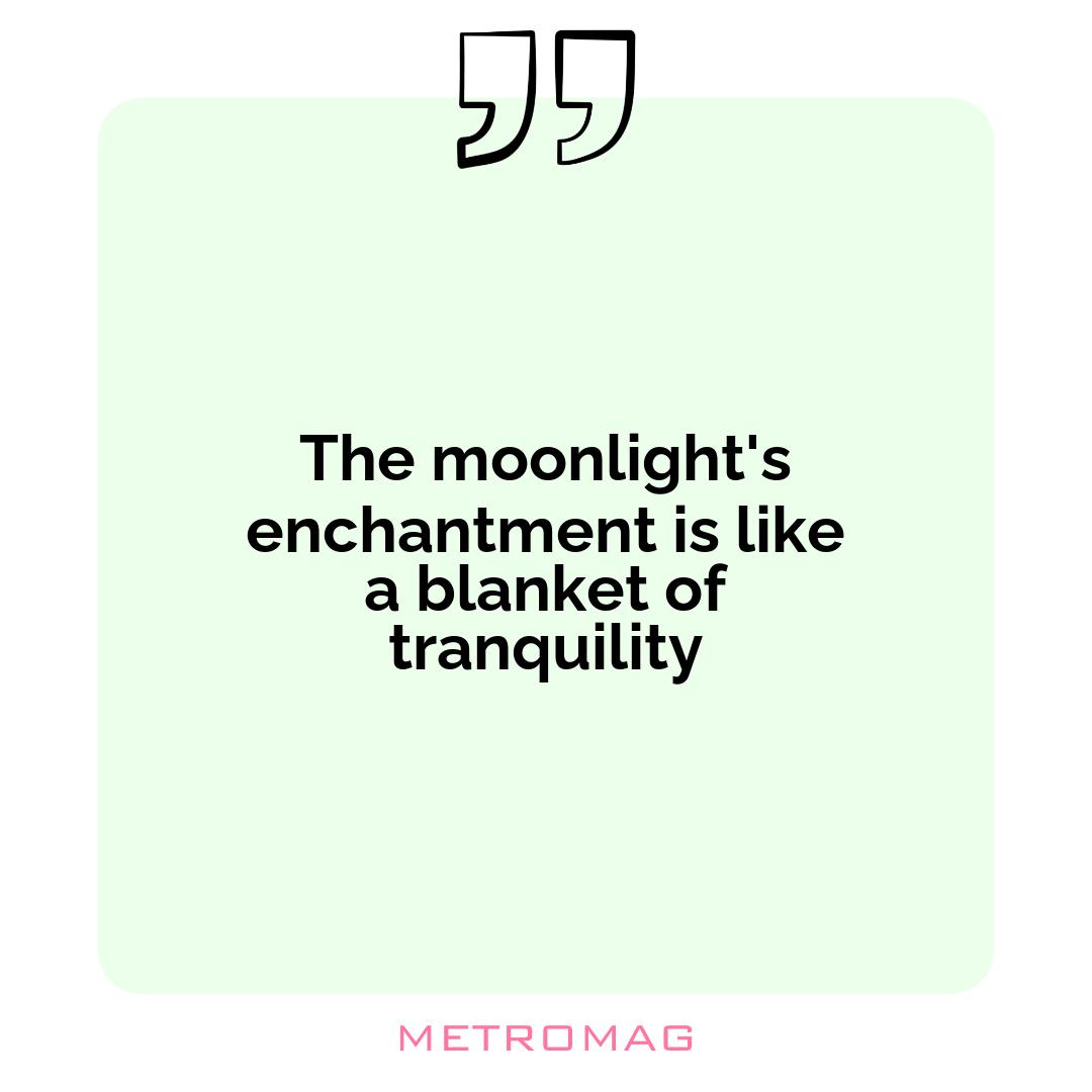 The moonlight's enchantment is like a blanket of tranquility