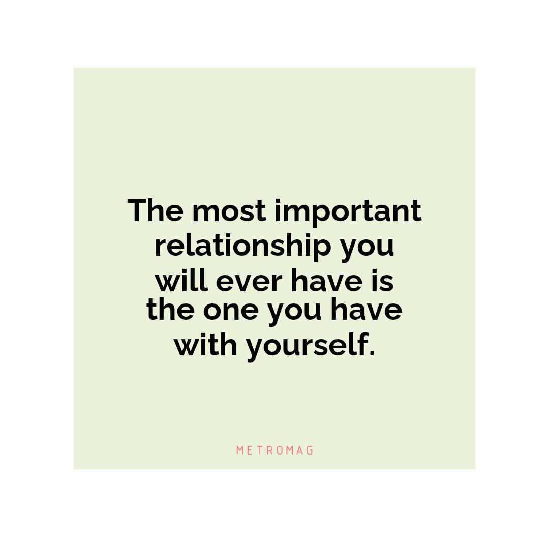 The most important relationship you will ever have is the one you have with yourself.
