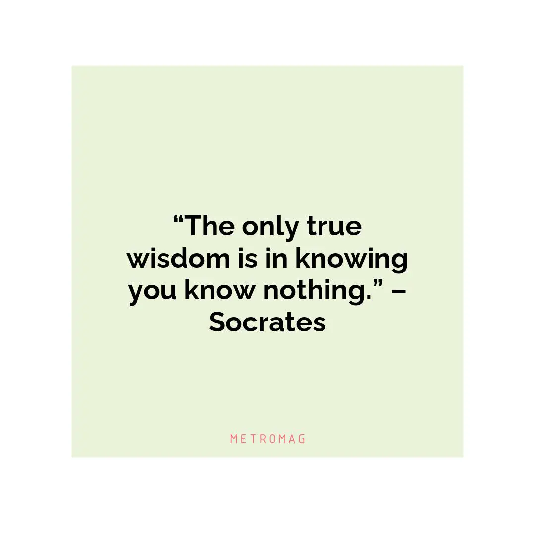 “The only true wisdom is in knowing you know nothing.” – Socrates