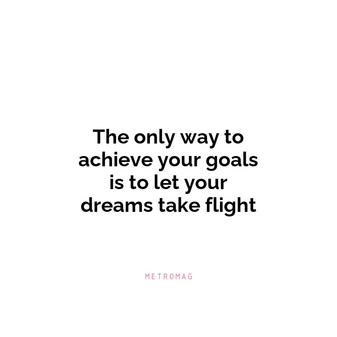 The only way to achieve your goals is to let your dreams take flight