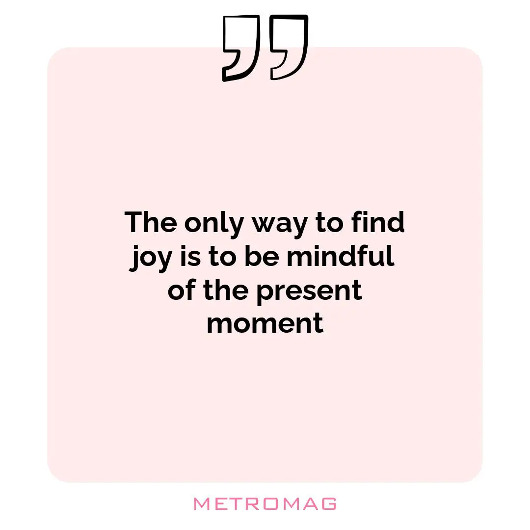 The only way to find joy is to be mindful of the present moment