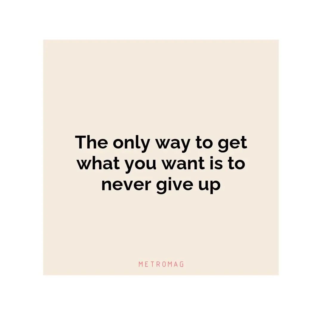 The only way to get what you want is to never give up