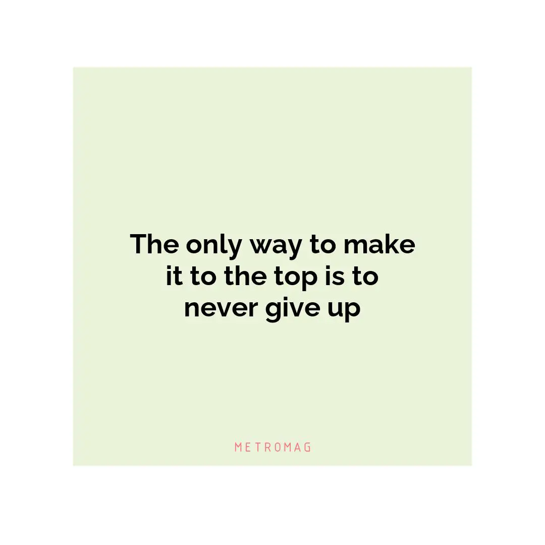 The only way to make it to the top is to never give up