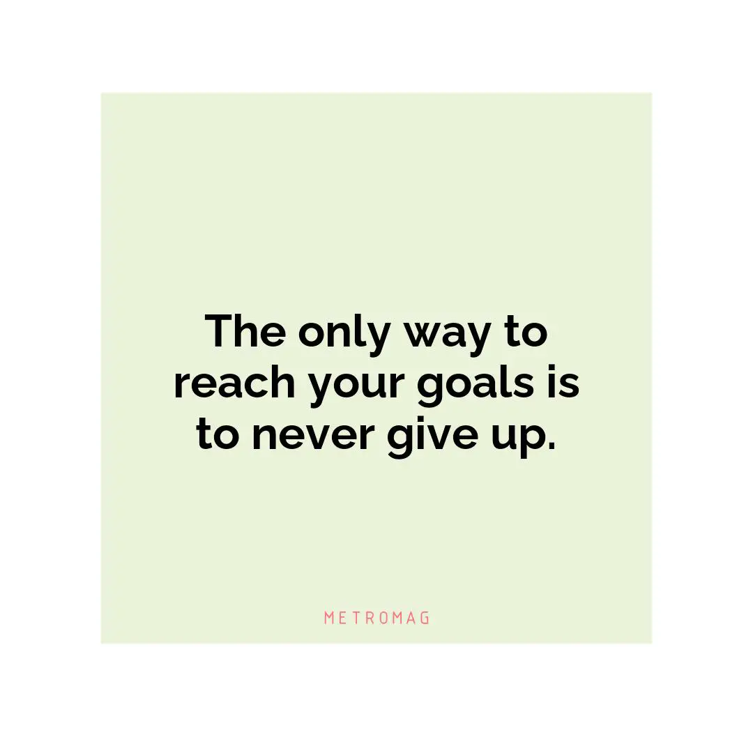 The only way to reach your goals is to never give up.