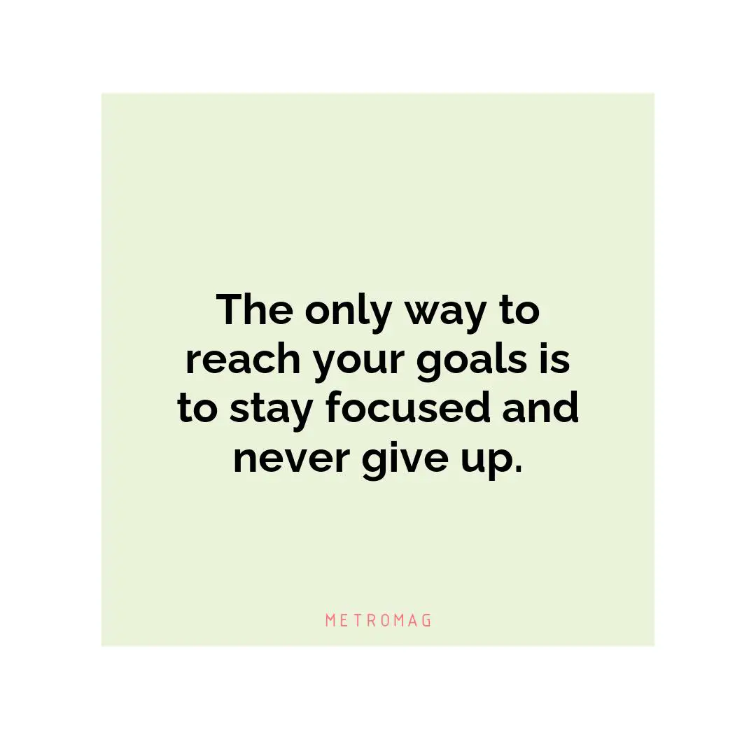 The only way to reach your goals is to stay focused and never give up.