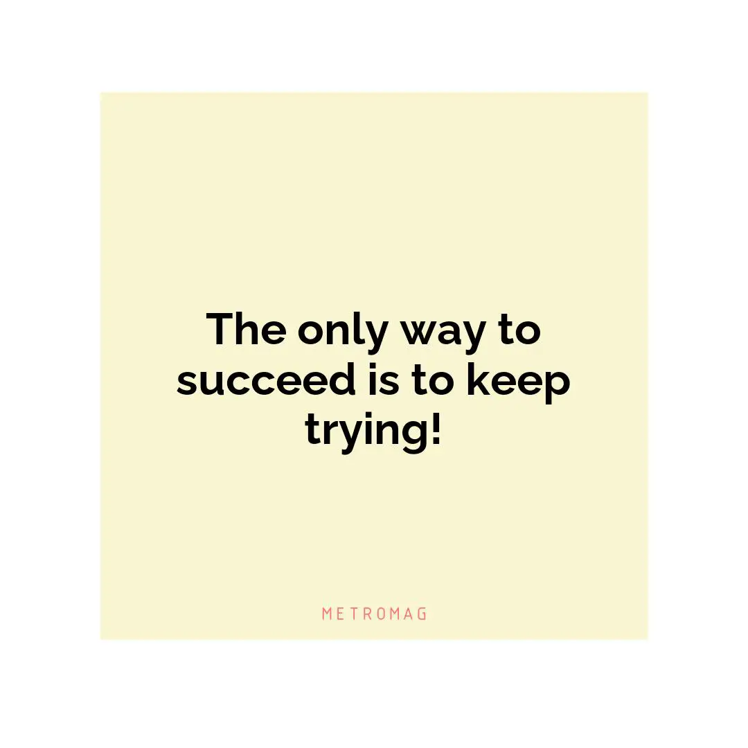 The only way to succeed is to keep trying!