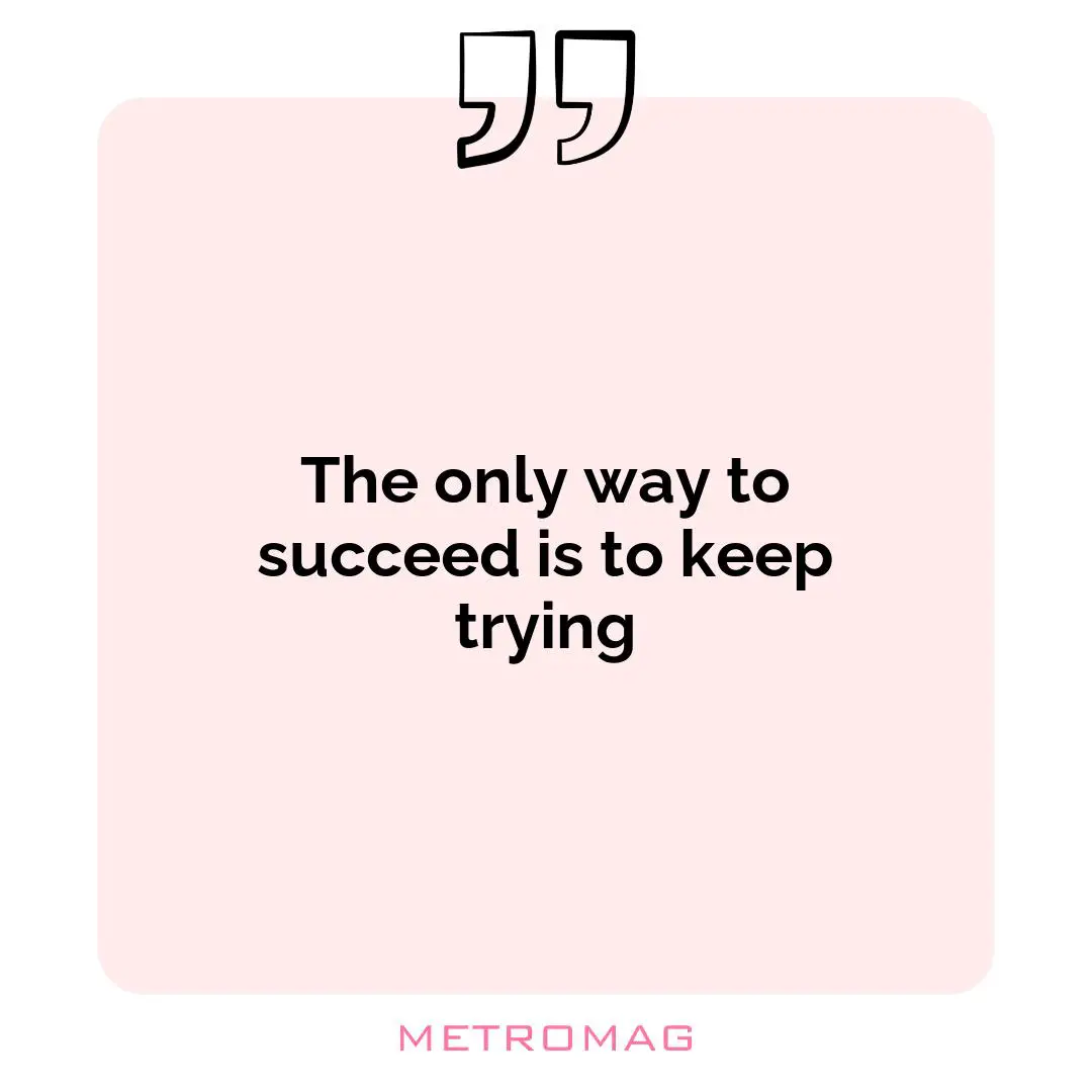 The only way to succeed is to keep trying