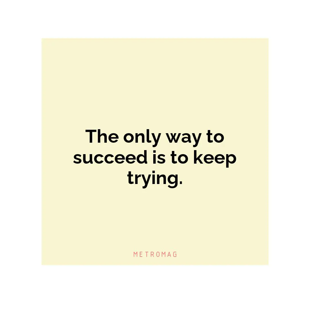 The only way to succeed is to keep trying.