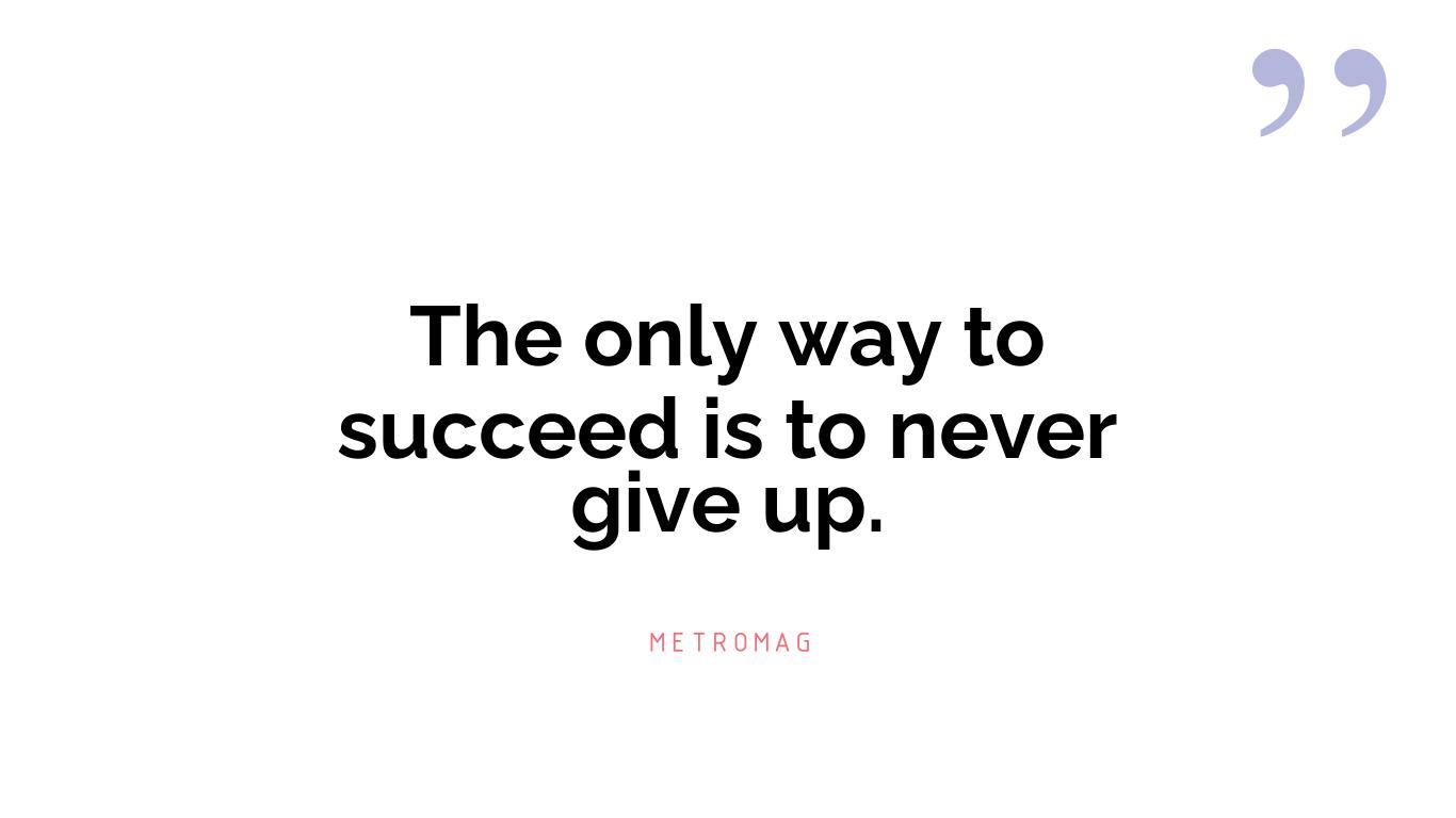 The only way to succeed is to never give up.