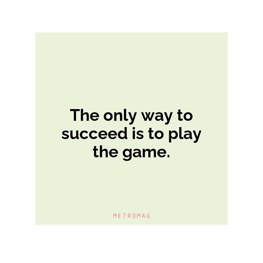 The only way to succeed is to play the game.