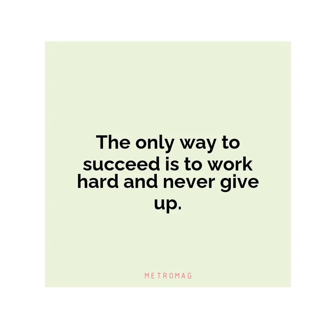 The only way to succeed is to work hard and never give up.