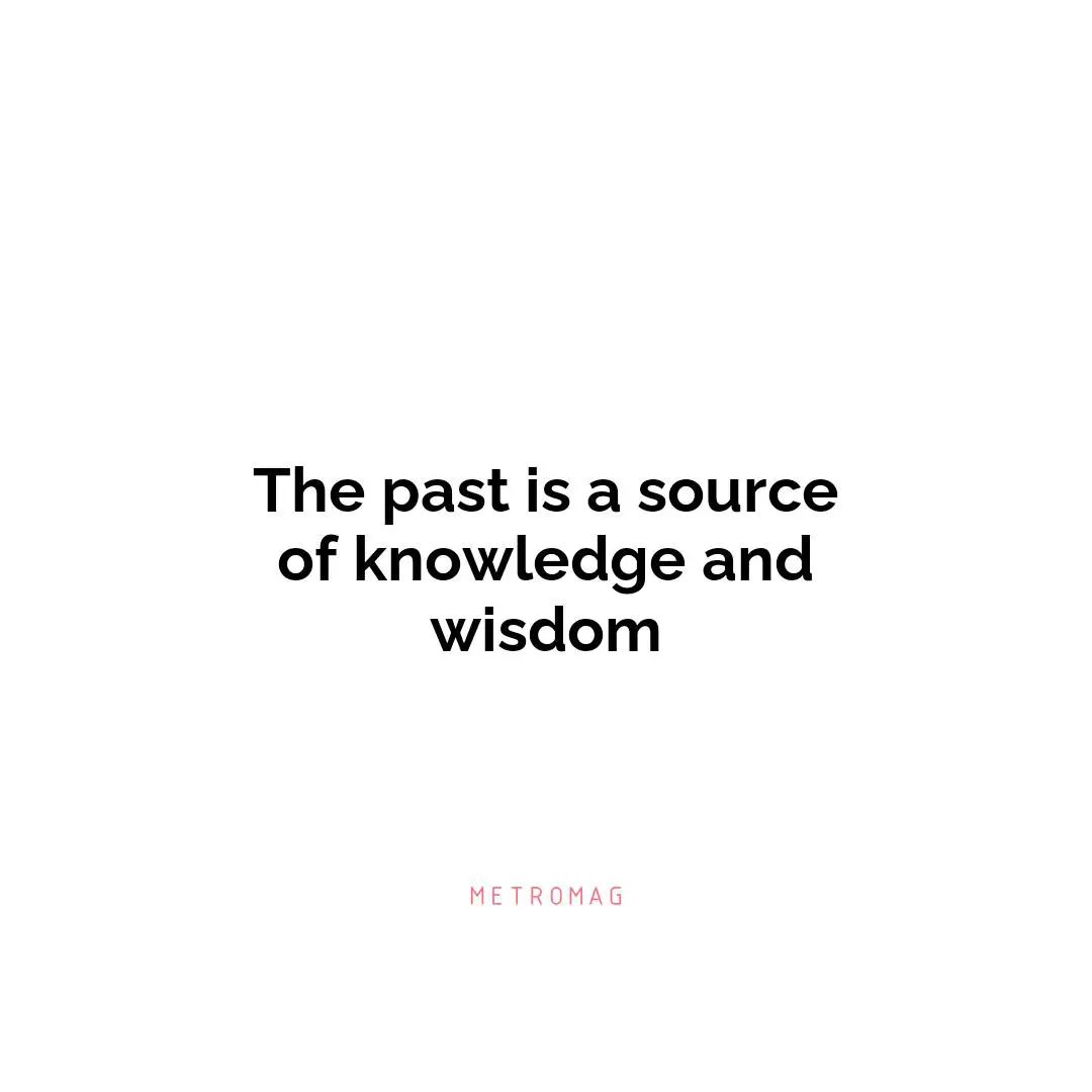 The past is a source of knowledge and wisdom