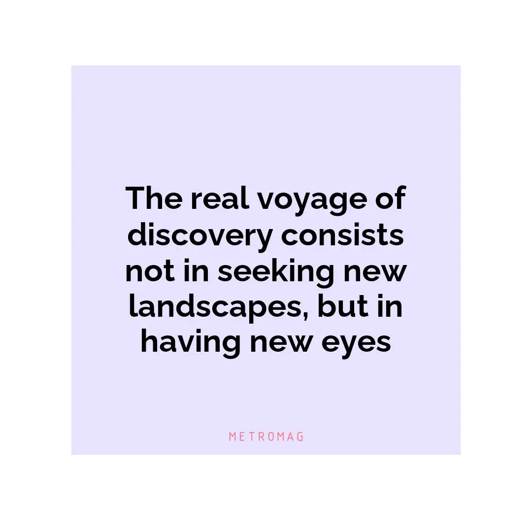 The real voyage of discovery consists not in seeking new landscapes, but in having new eyes