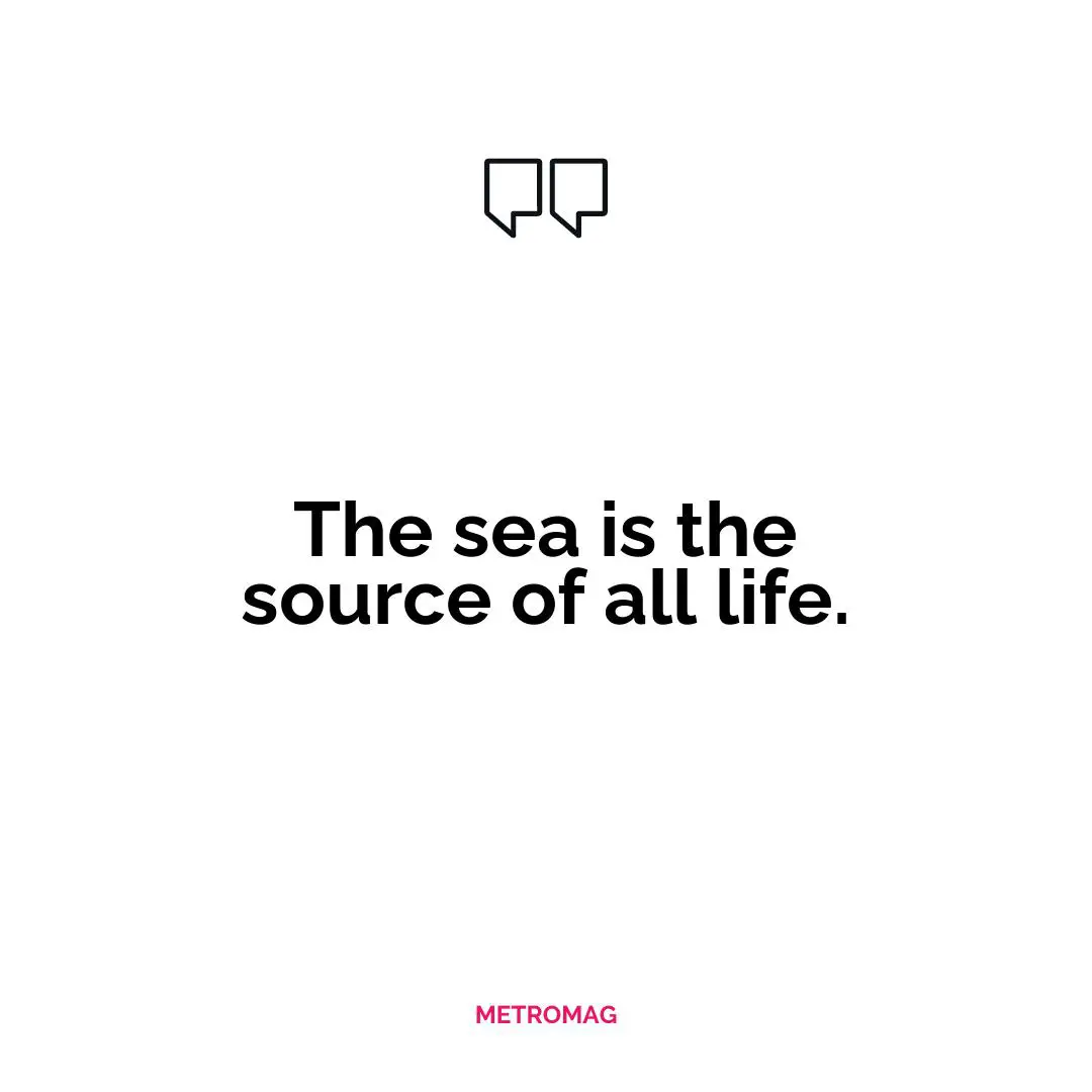 The sea is the source of all life.