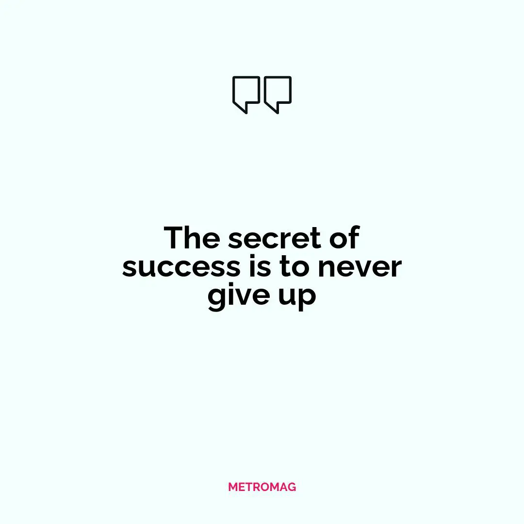 The secret of success is to never give up