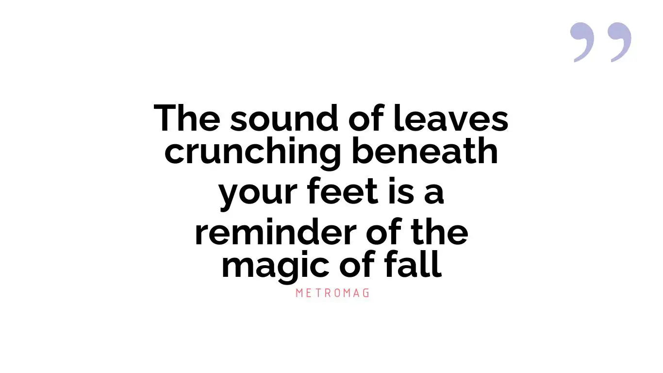 The sound of leaves crunching beneath your feet is a reminder of the magic of fall