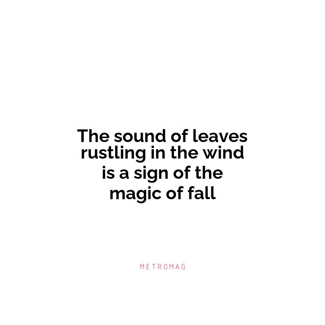 The sound of leaves rustling in the wind is a sign of the magic of fall