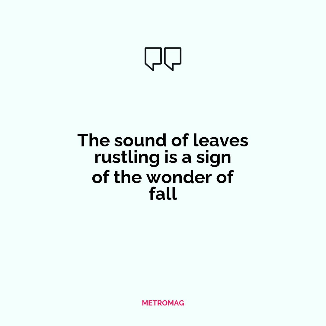 The sound of leaves rustling is a sign of the wonder of fall