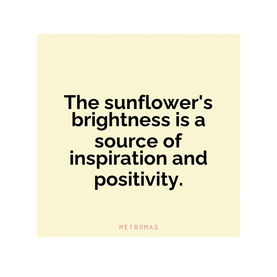 The sunflower's brightness is a source of inspiration and positivity.