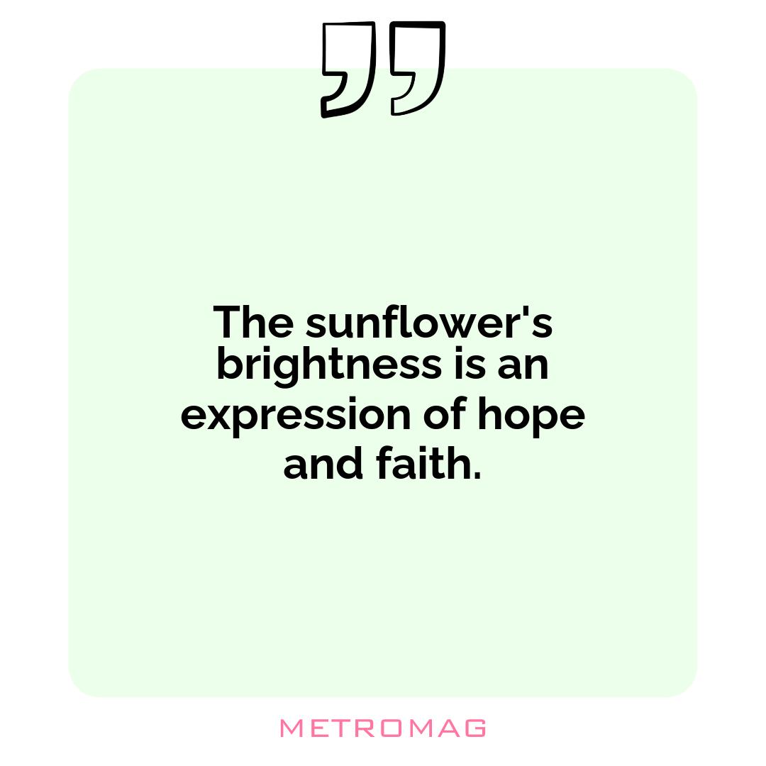 The sunflower's brightness is an expression of hope and faith.