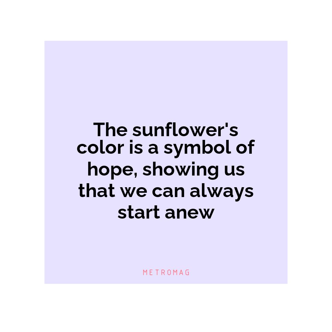 The sunflower's color is a symbol of hope, showing us that we can always start anew