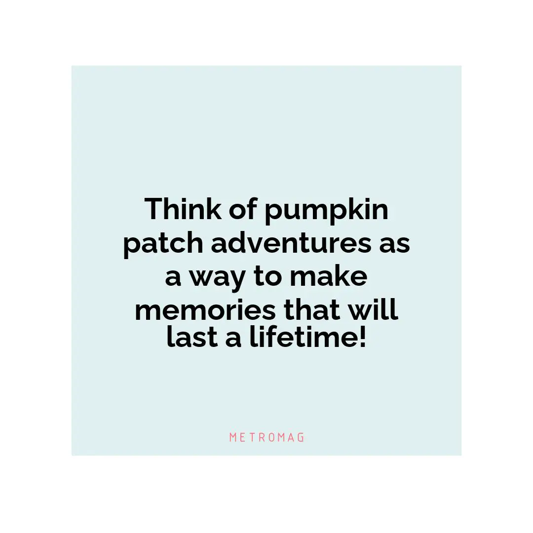 Think of pumpkin patch adventures as a way to make memories that will last a lifetime!
