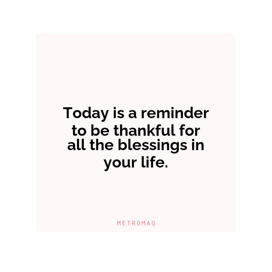 Today is a reminder to be thankful for all the blessings in your life.