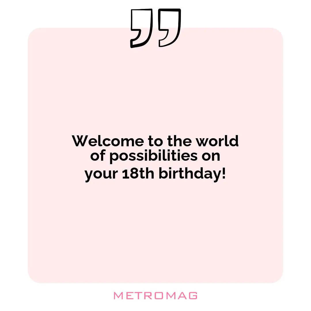 Welcome to the world of possibilities on your 18th birthday!
