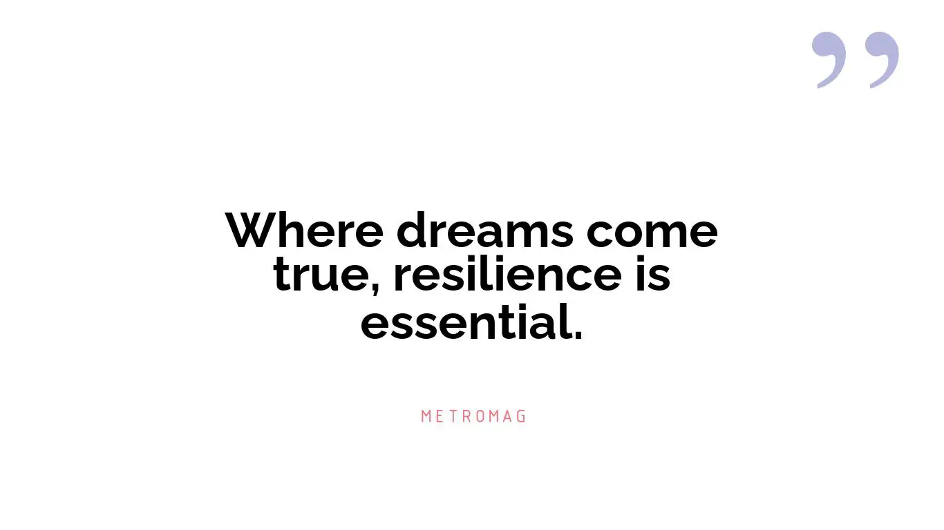 Where dreams come true, resilience is essential.