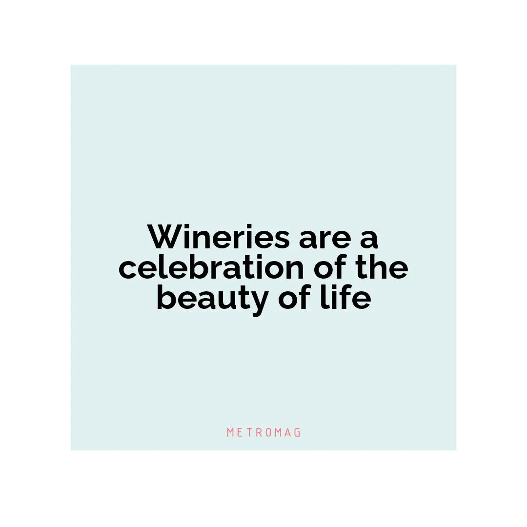 Wineries are a celebration of the beauty of life