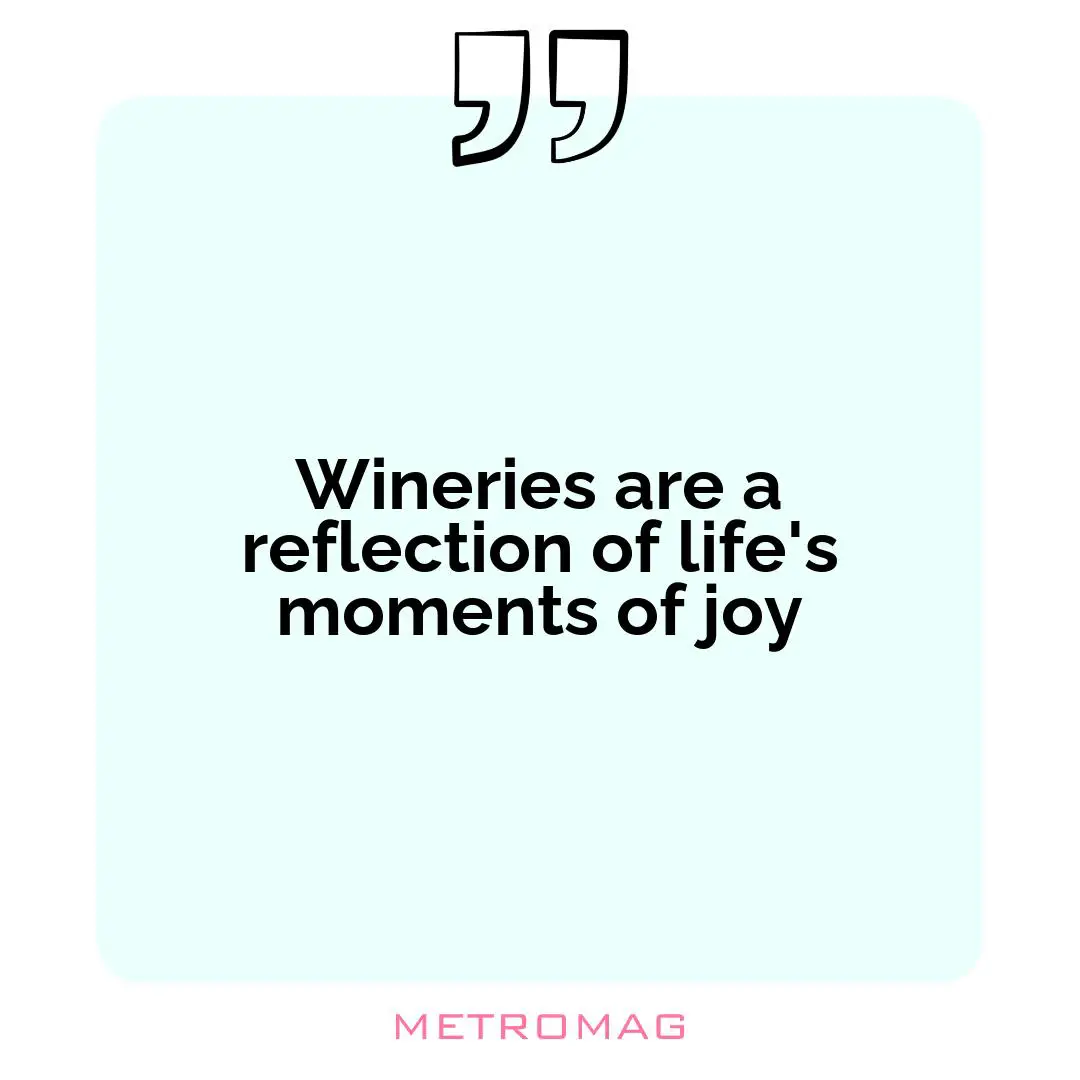 Wineries are a reflection of life's moments of joy