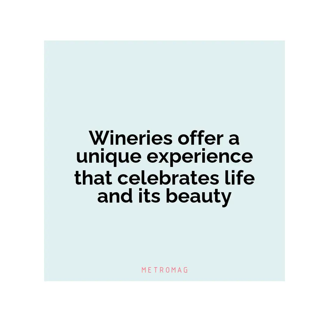 Wineries offer a unique experience that celebrates life and its beauty