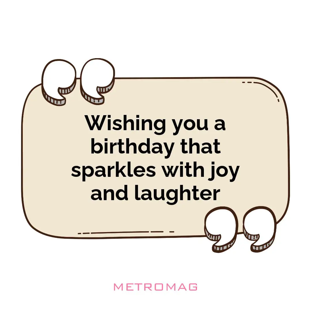 Wishing you a birthday that sparkles with joy and laughter