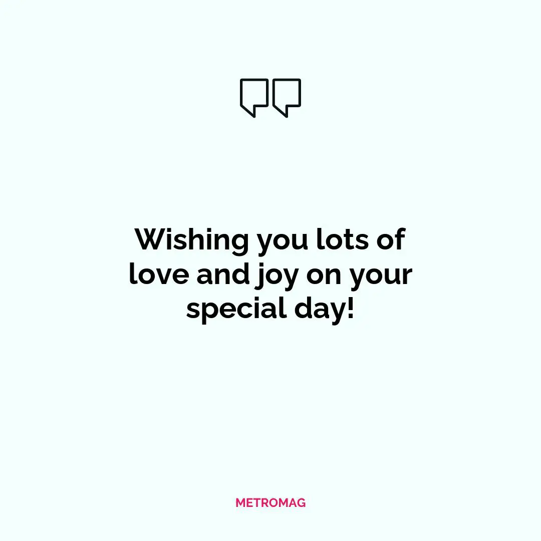 Wishing you lots of love and joy on your special day!