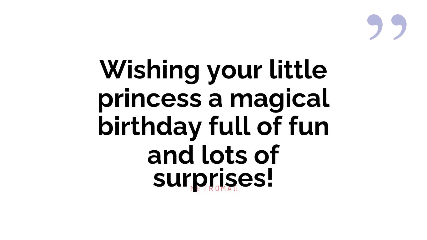 Wishing your little princess a magical birthday full of fun and lots of surprises!