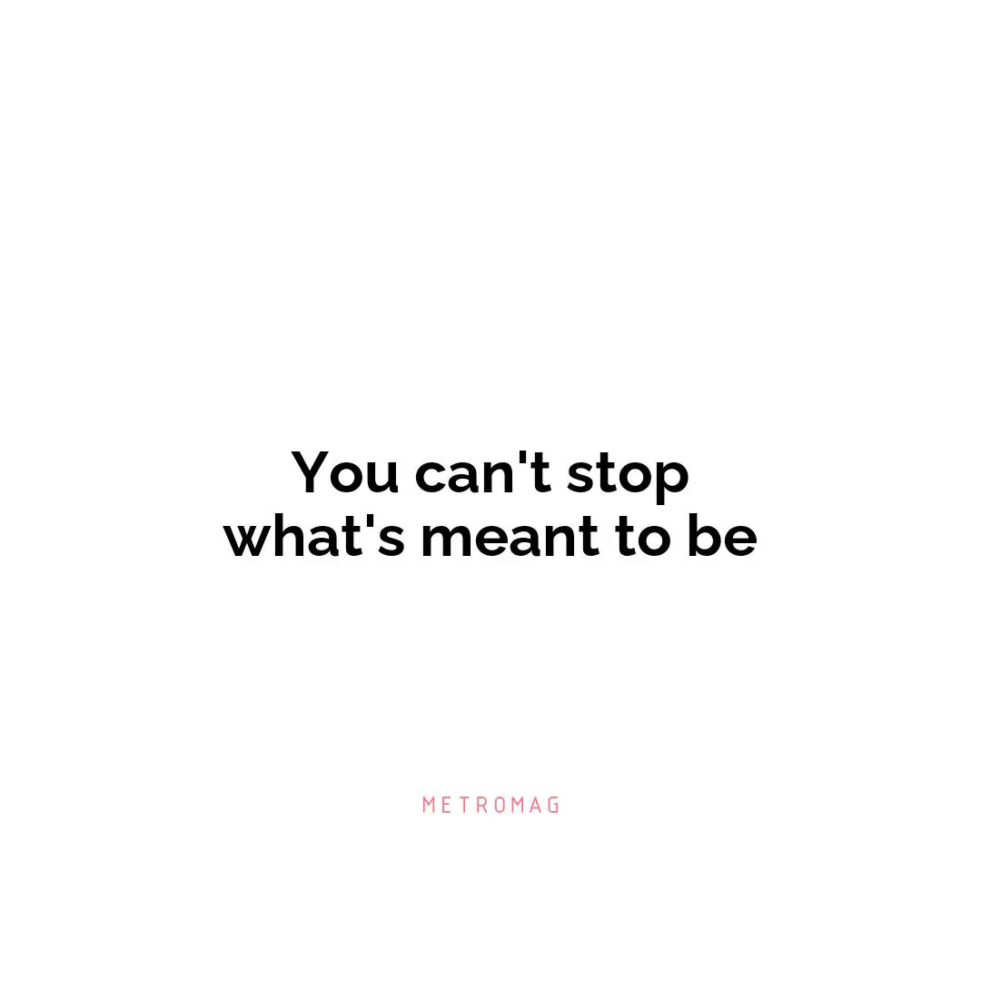 You can't stop what's meant to be