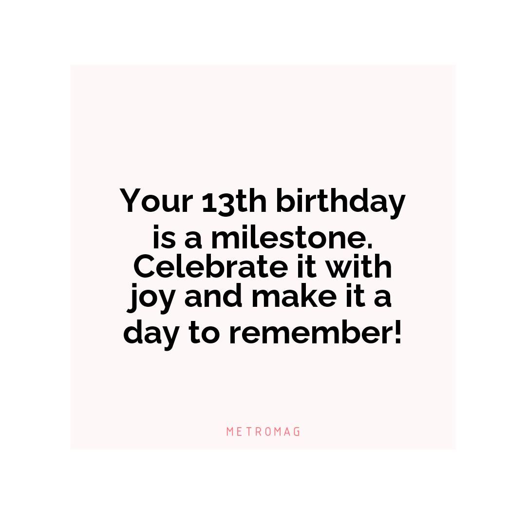 Your 13th birthday is a milestone. Celebrate it with joy and make it a day to remember!